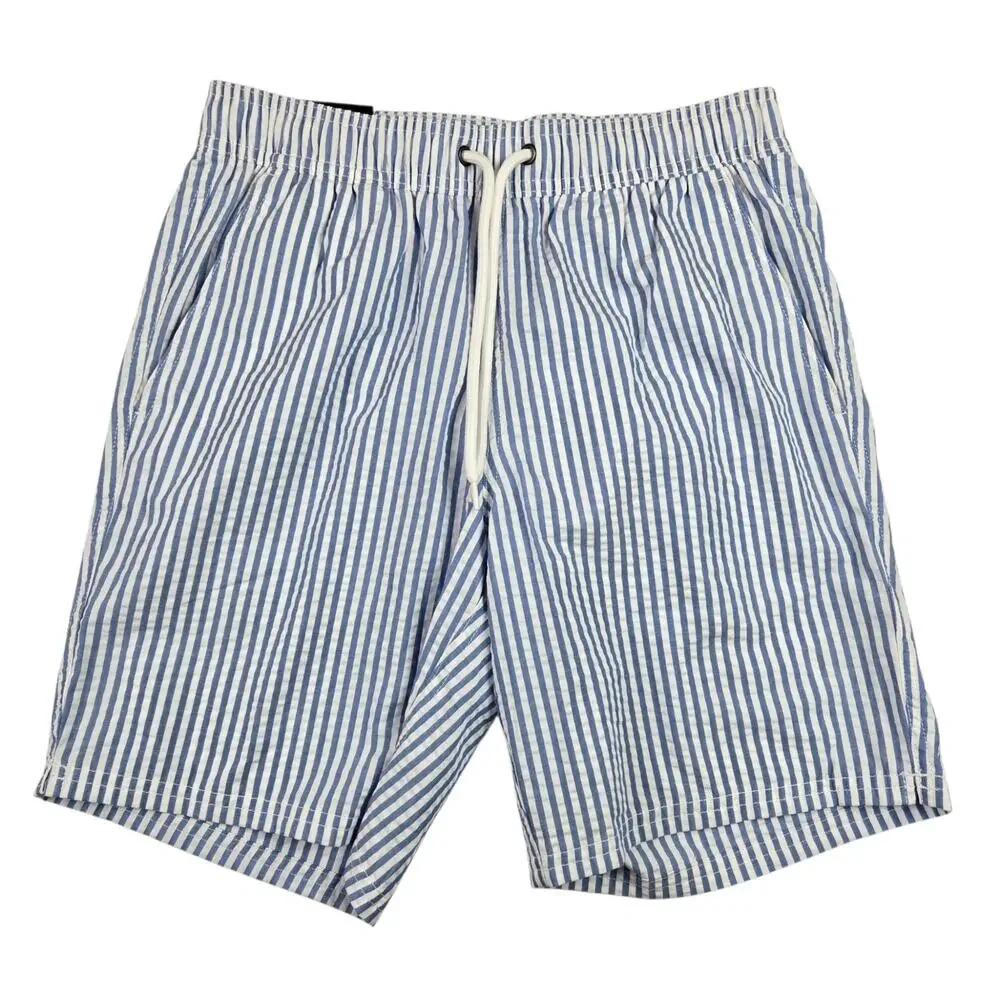 NWT J.Crew Mens Flex Swimwear Swim 8” Trunks Shorts Blue White Stripe Size Small